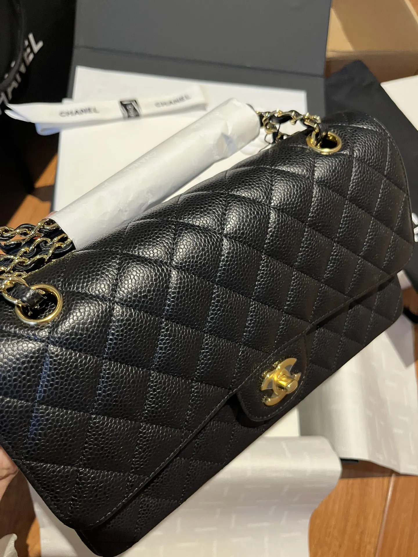 CHANEL 渠道级CF金扣鱼子酱 鱼子酱 老渠道 缺货很 腋下包 复古腋下背款