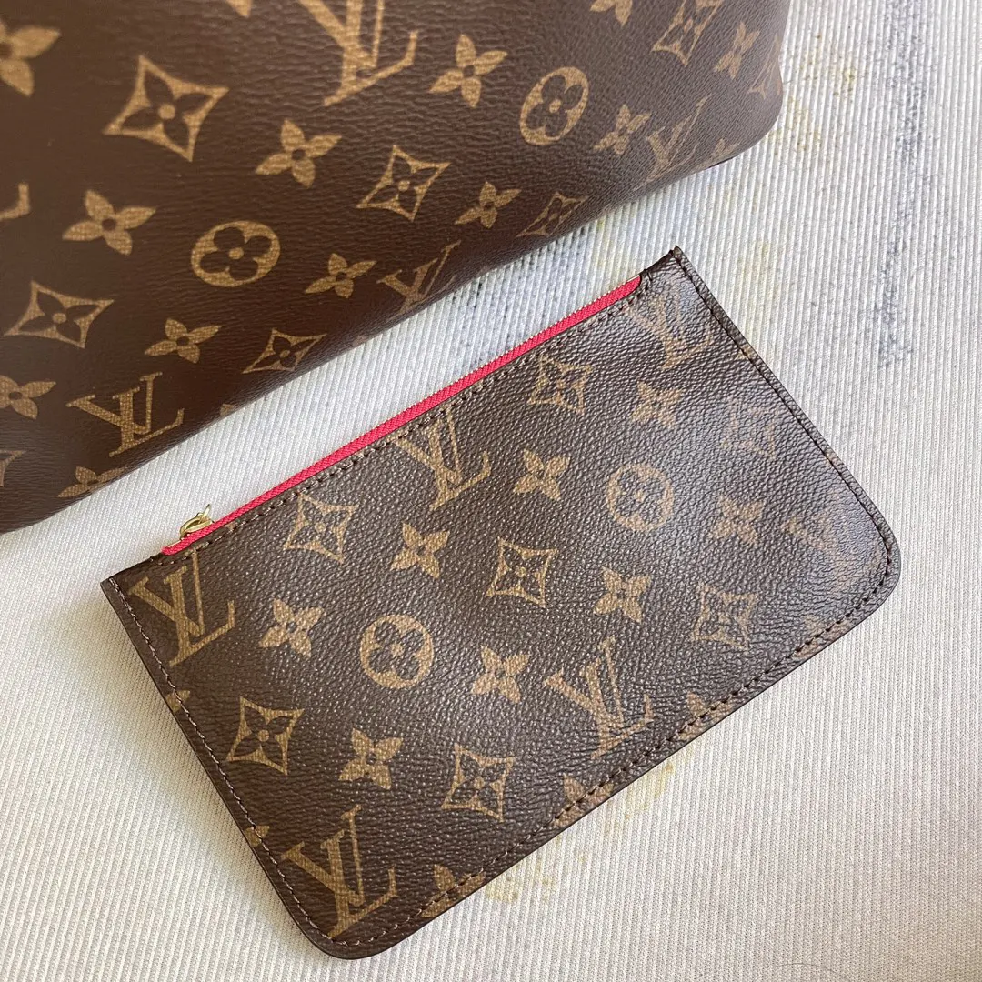 LV Neverfull 金色 牛皮 手拿包 精致手拿款