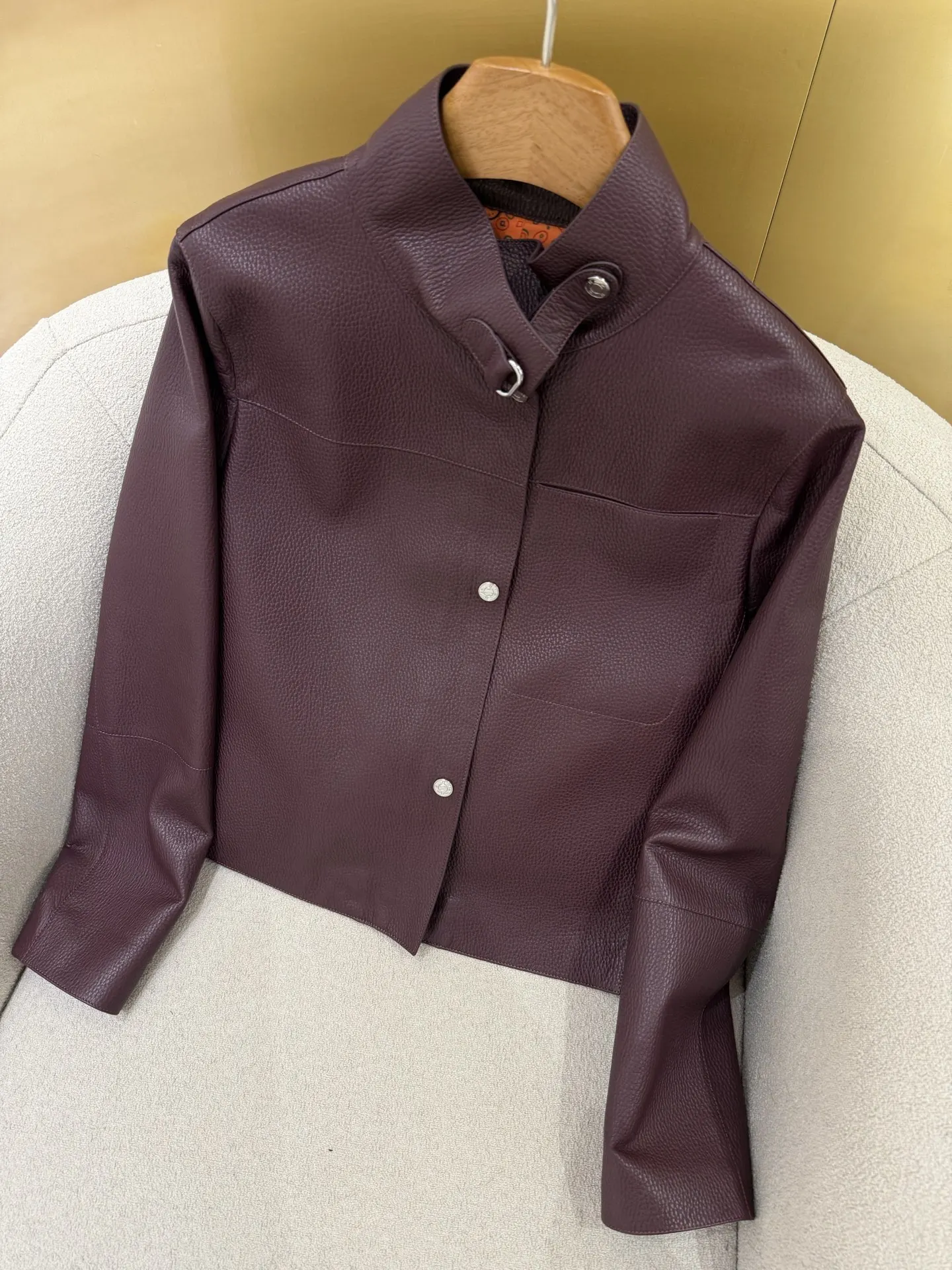 Hermès 棕色 皮革 夹克