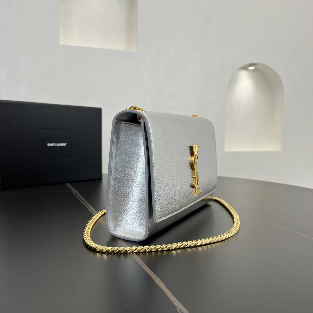 Silver Gold Chain Bag Leather