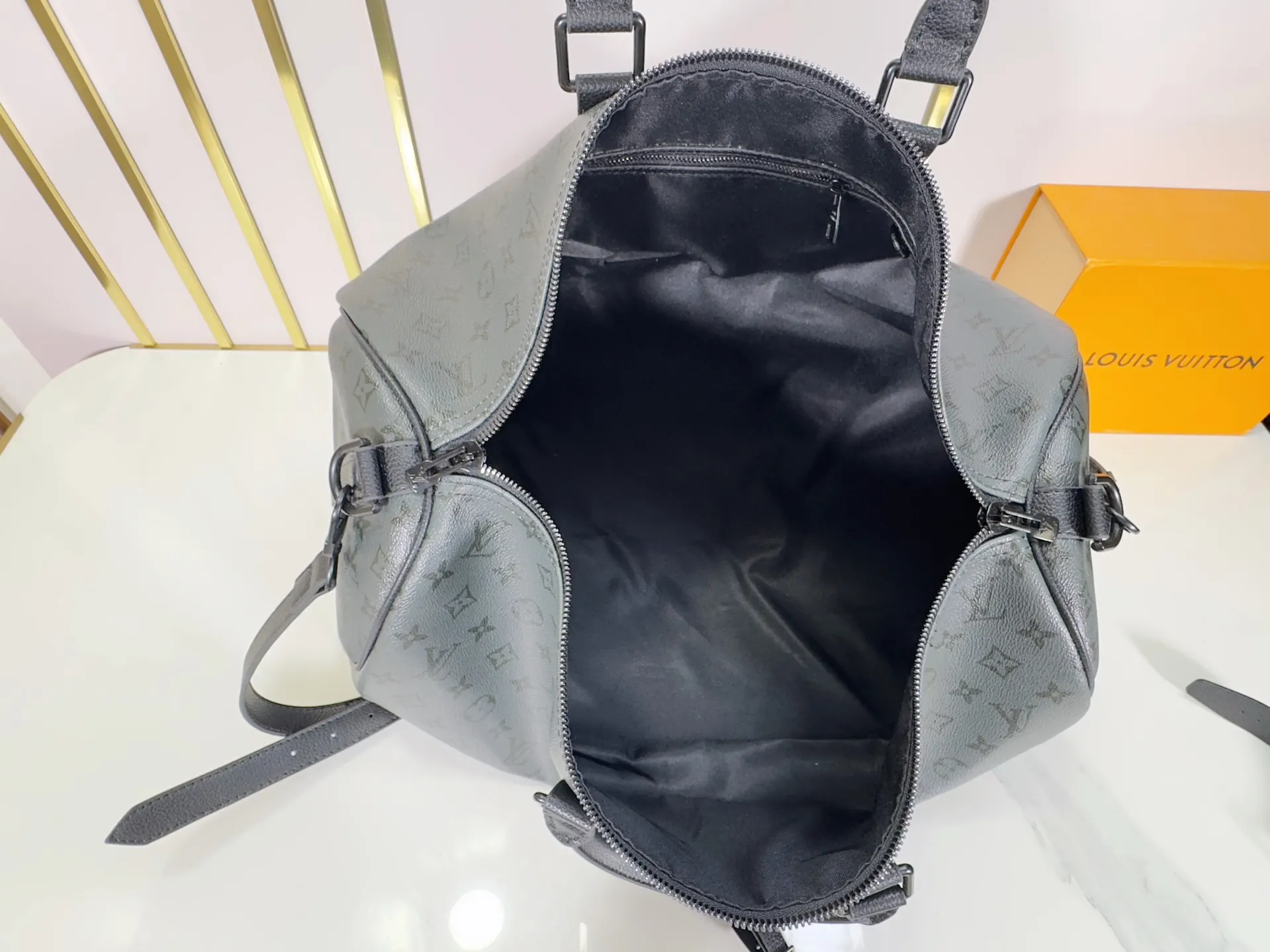 Keepall 灰色 牛皮 旅行包 大容量旅行款