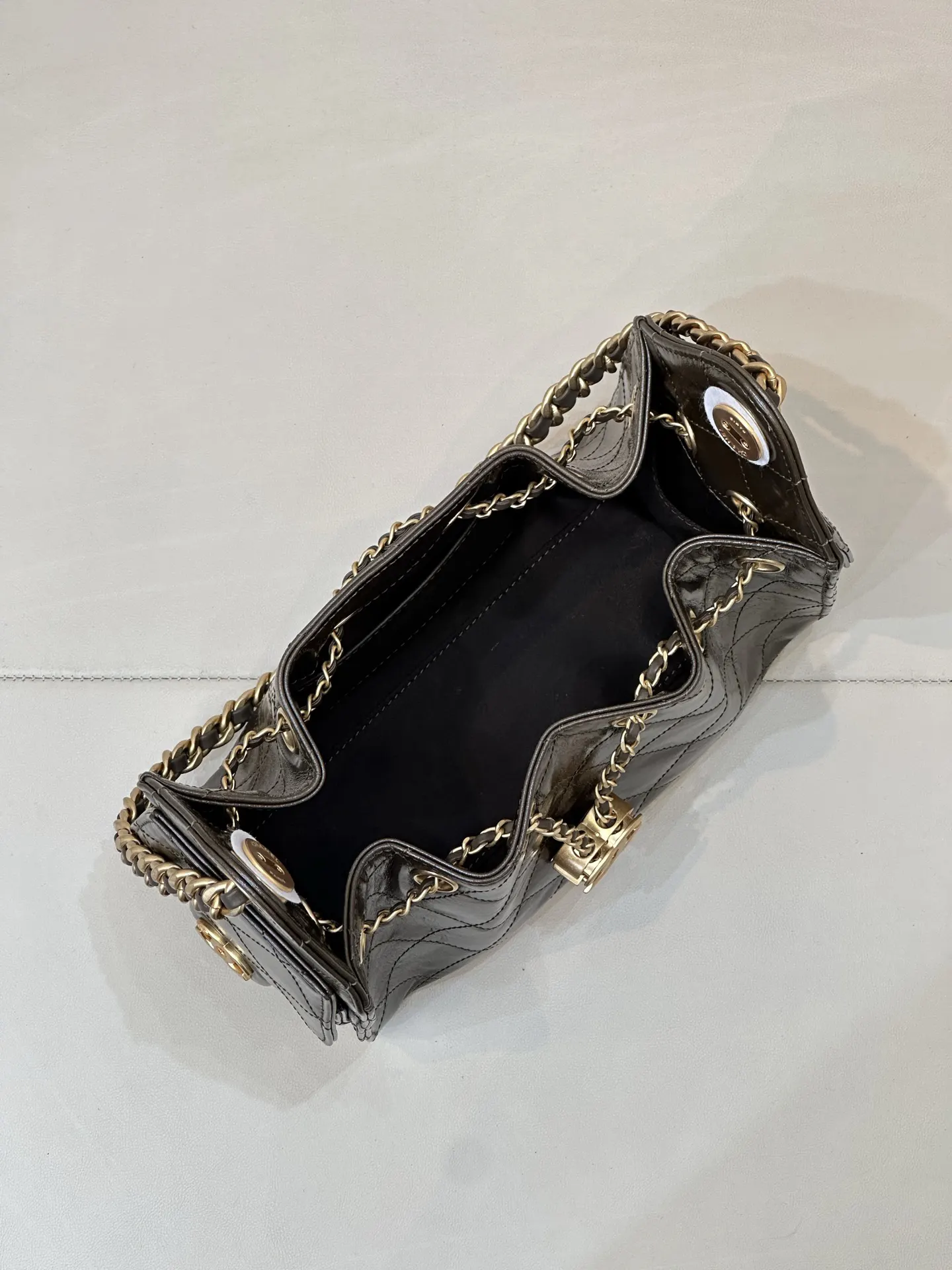 Chanel Black Leather Bucket Bag
