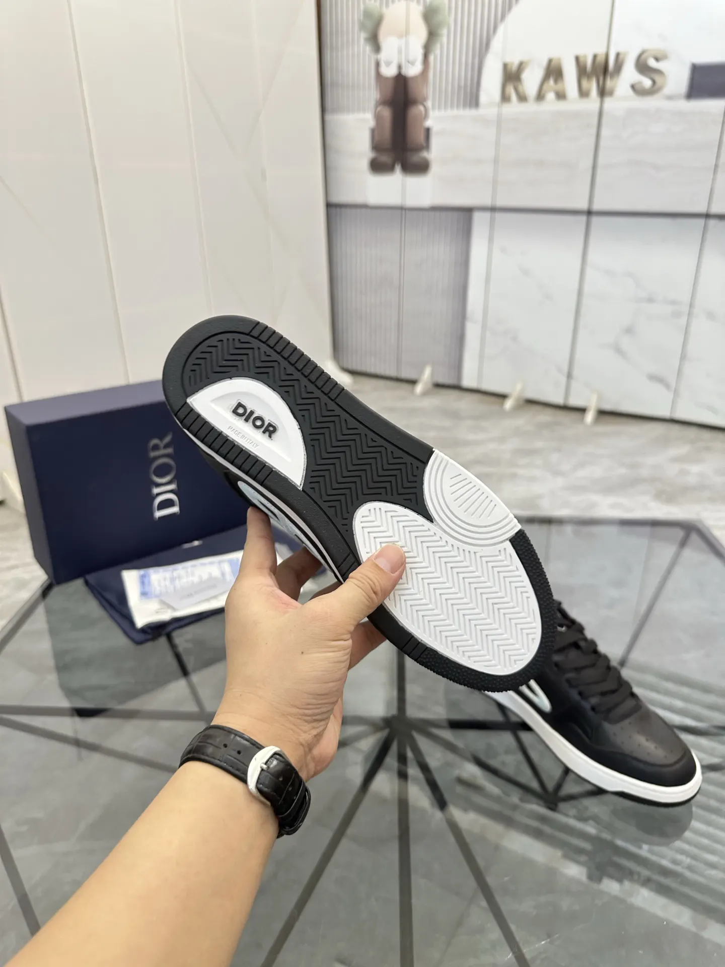 Dior B57 黑灰拼色牛皮休闲鞋 运动款