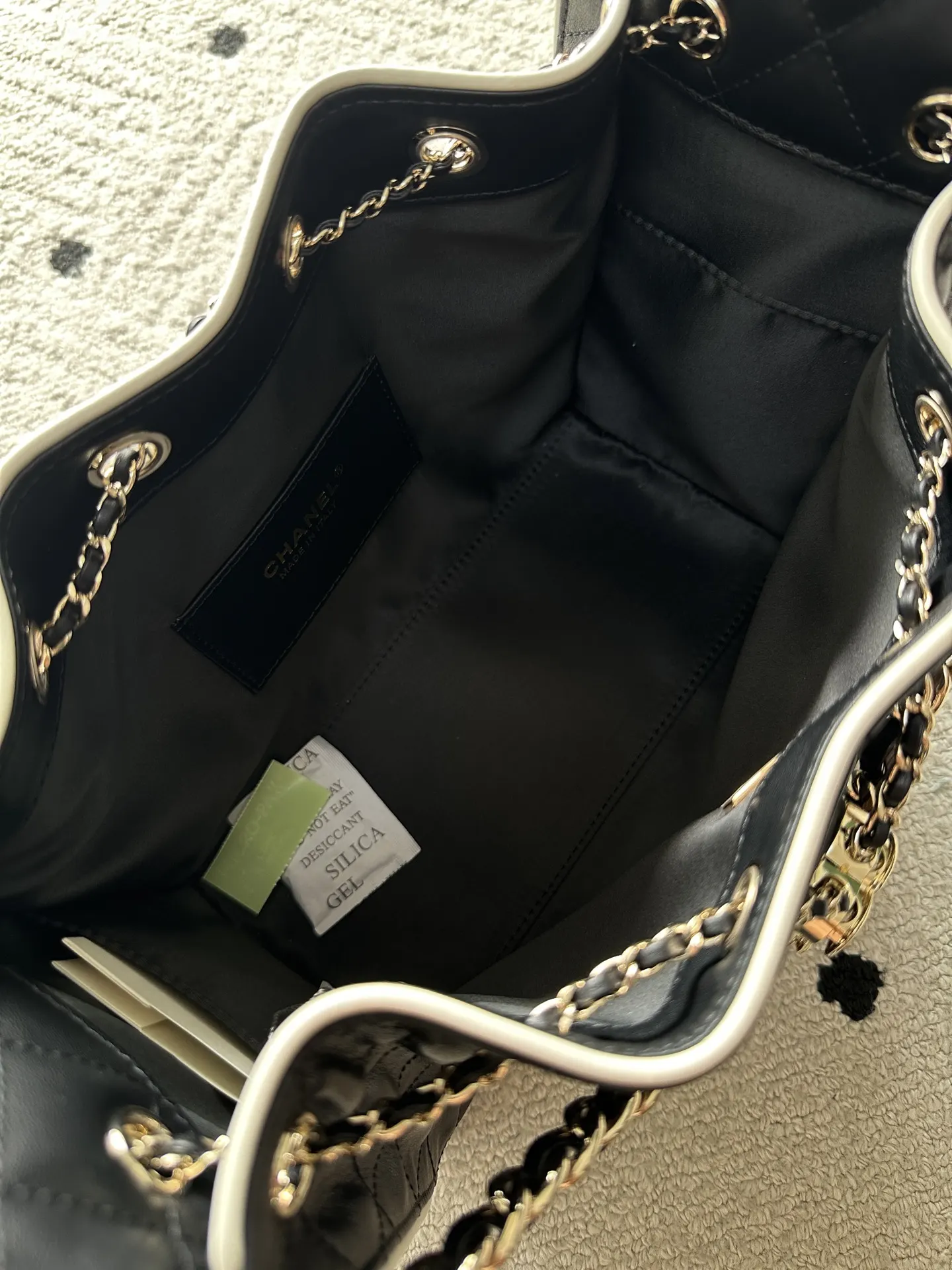 Black White Backpack Leather