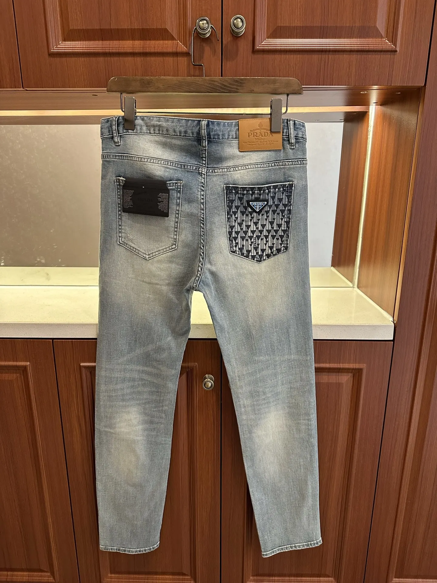 Prada 牛仔 三角标 字母 牛仔裤 休闲寬鬆 褲子