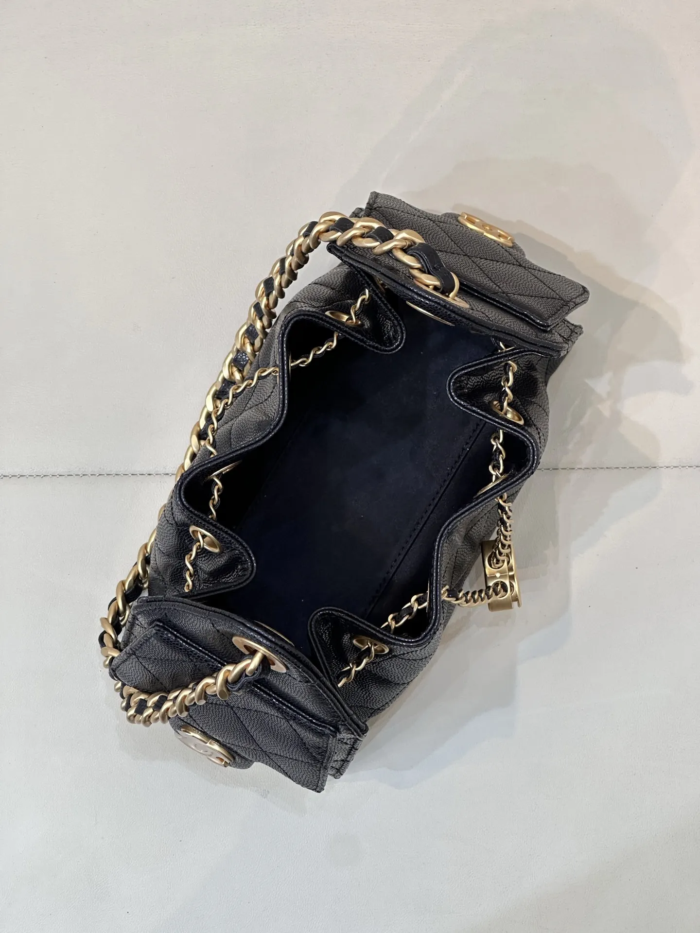 Black Bucket Bag Casual Leather