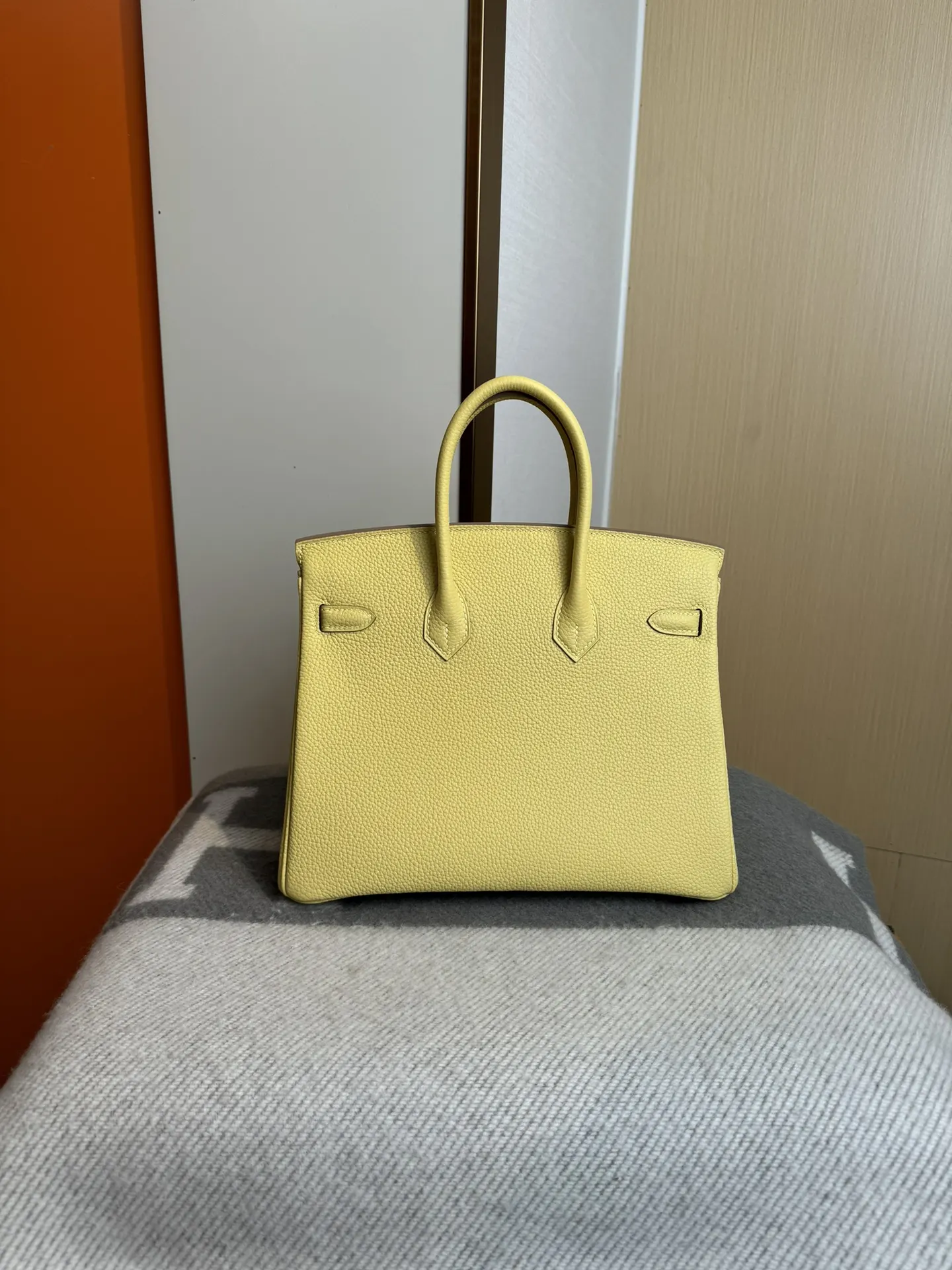 Birkin 铂金 进口Togo皮 小鸡黃 銀扣 手提包 通勤手提款