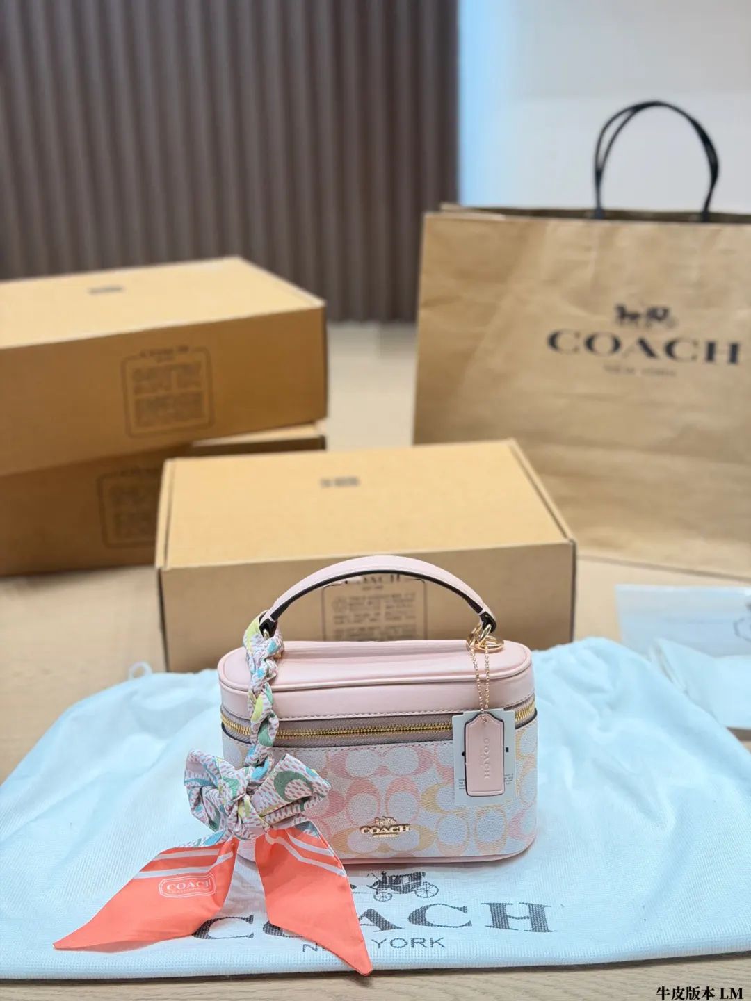 Coach 棕色 老花 牛皮 鏈條包 精致鏈條款