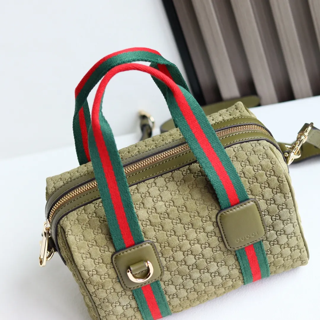 Gucci 棕色 金色 丹宁 旅行袋 大容量旅行款