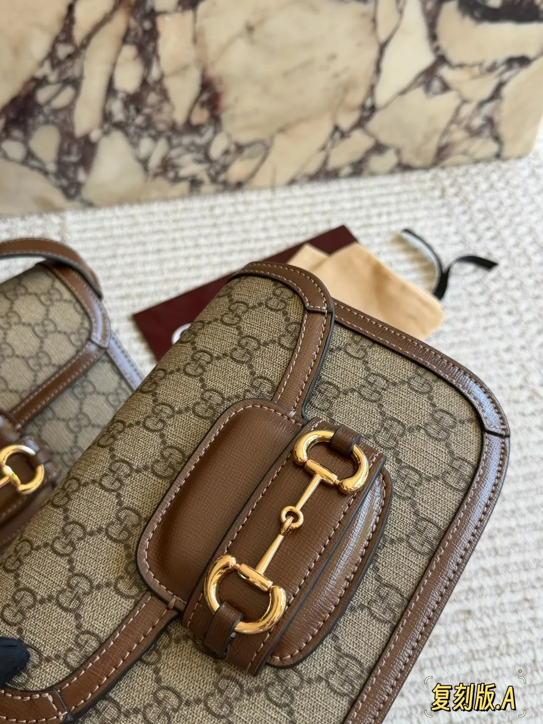 Gucci Horsebit 1955 老花馬銜扣肩揹包 單肩斜挎 斜背包