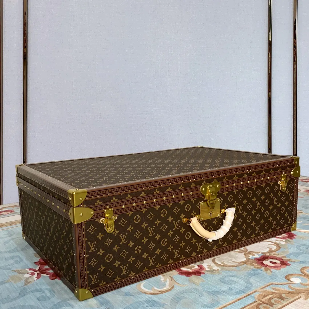LV 金色 帆布 硬箱 纯铜五金 ALZER 硬箱 著名的Alz 行李箱 旅行拉杆款 輕便出行款
