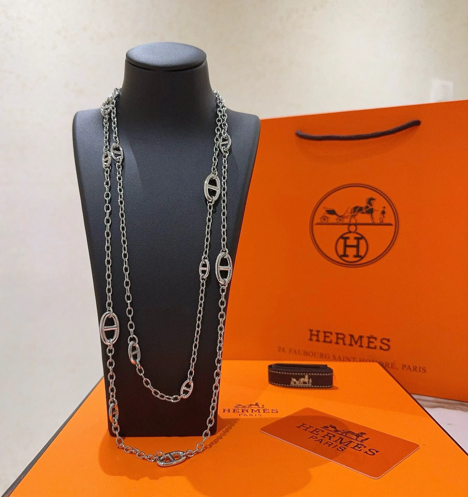 Hermes 链条 项链 精致锁骨链款