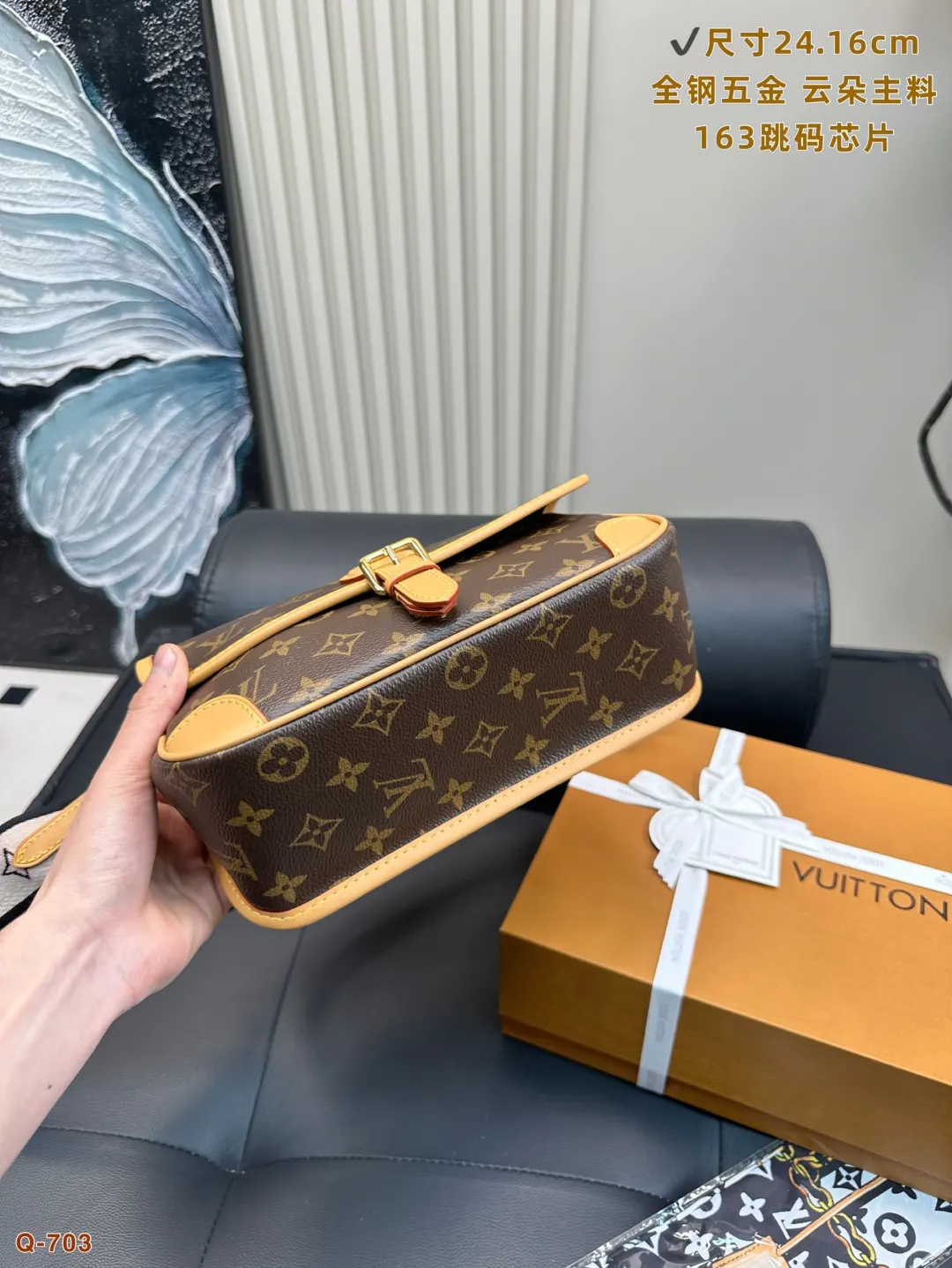 LV Diane 牛皮 Diane法棍包 全钢五金牛皮版云朵主料 腋下包 复古腋下背款