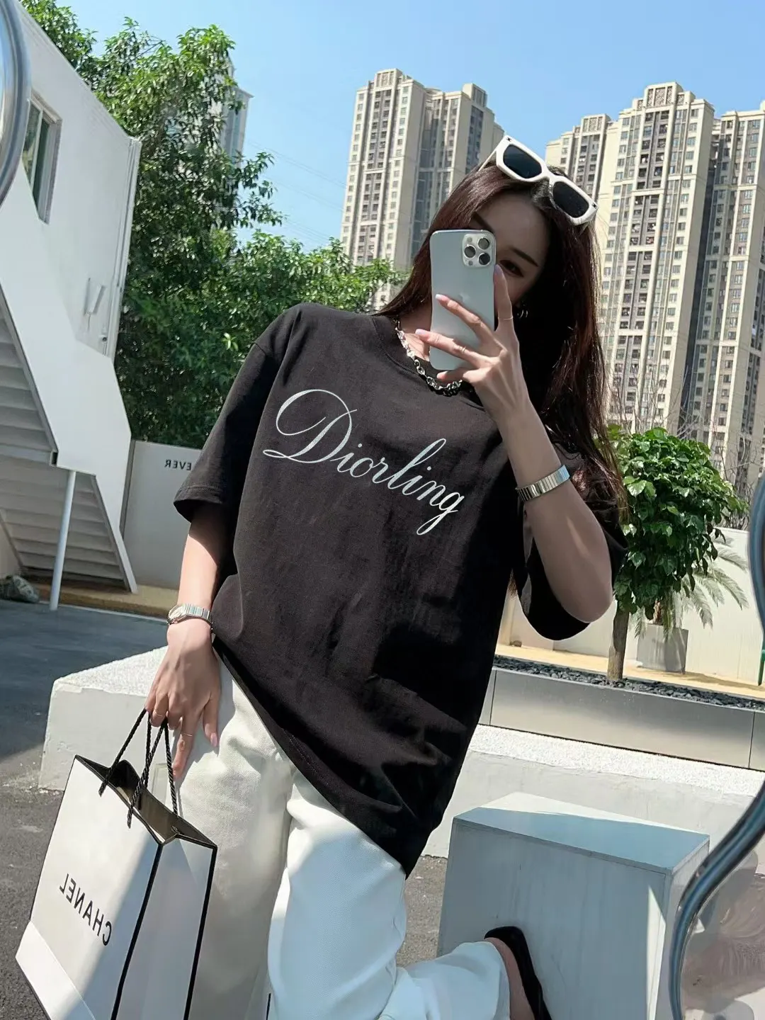 Dior 黑色字母短袖T恤 简约百搭款