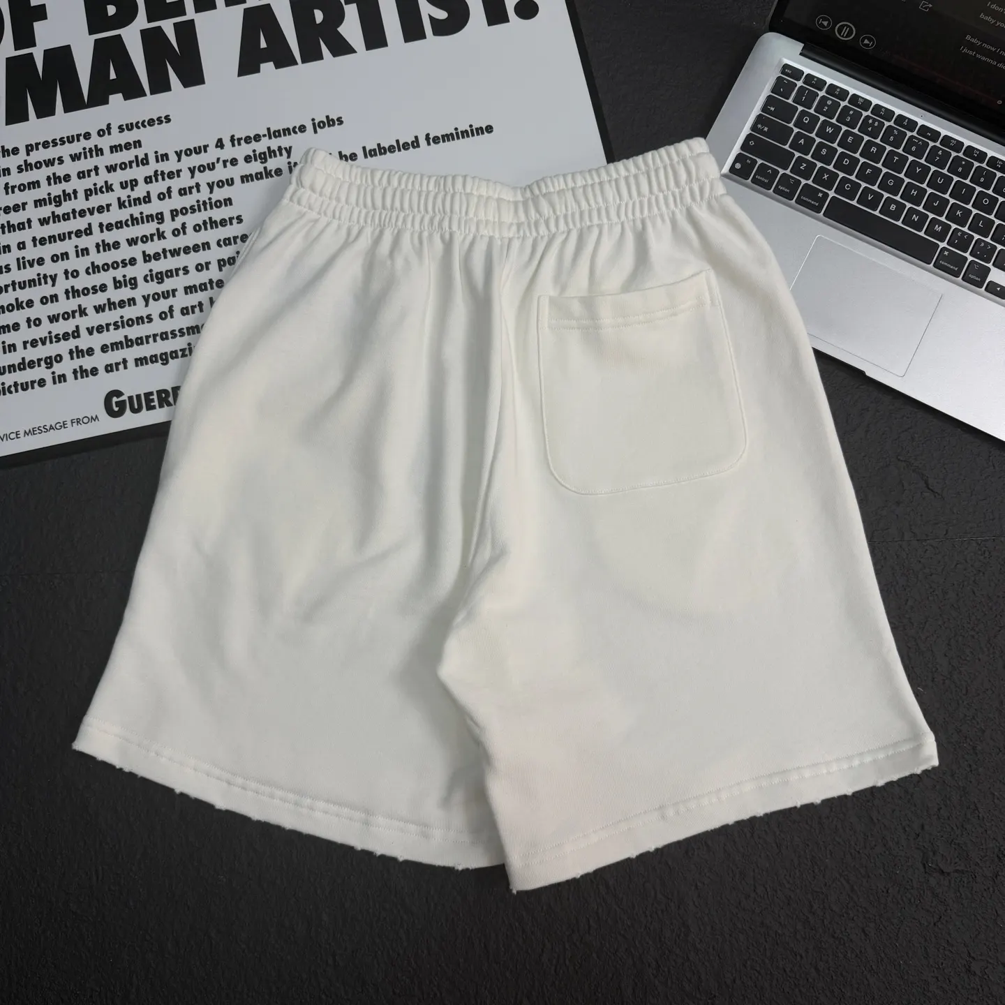 Balenciaga White Cotton Logo Shorts Loose