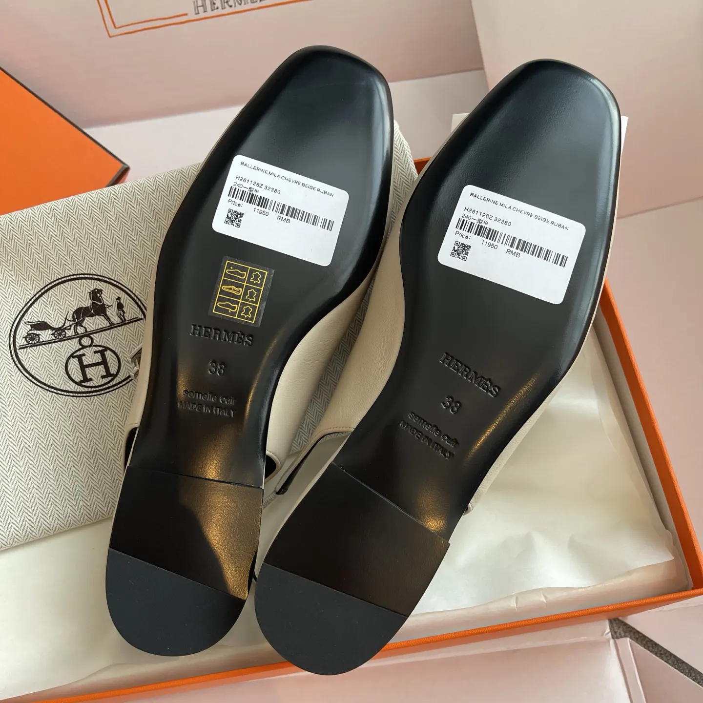 Hermès 羊皮 平底鞋