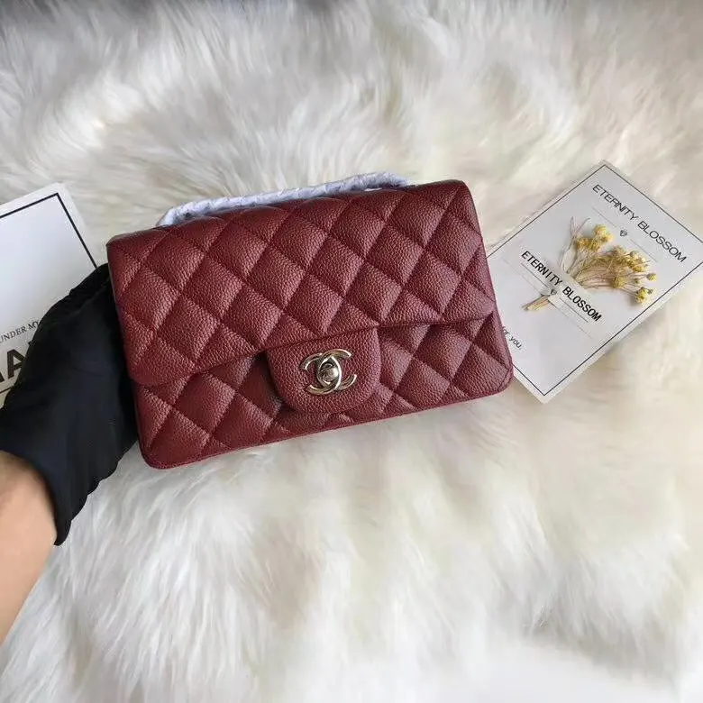 CHANEL 牛皮 CF mini 进口球纹牛皮 链条包 精致链条款