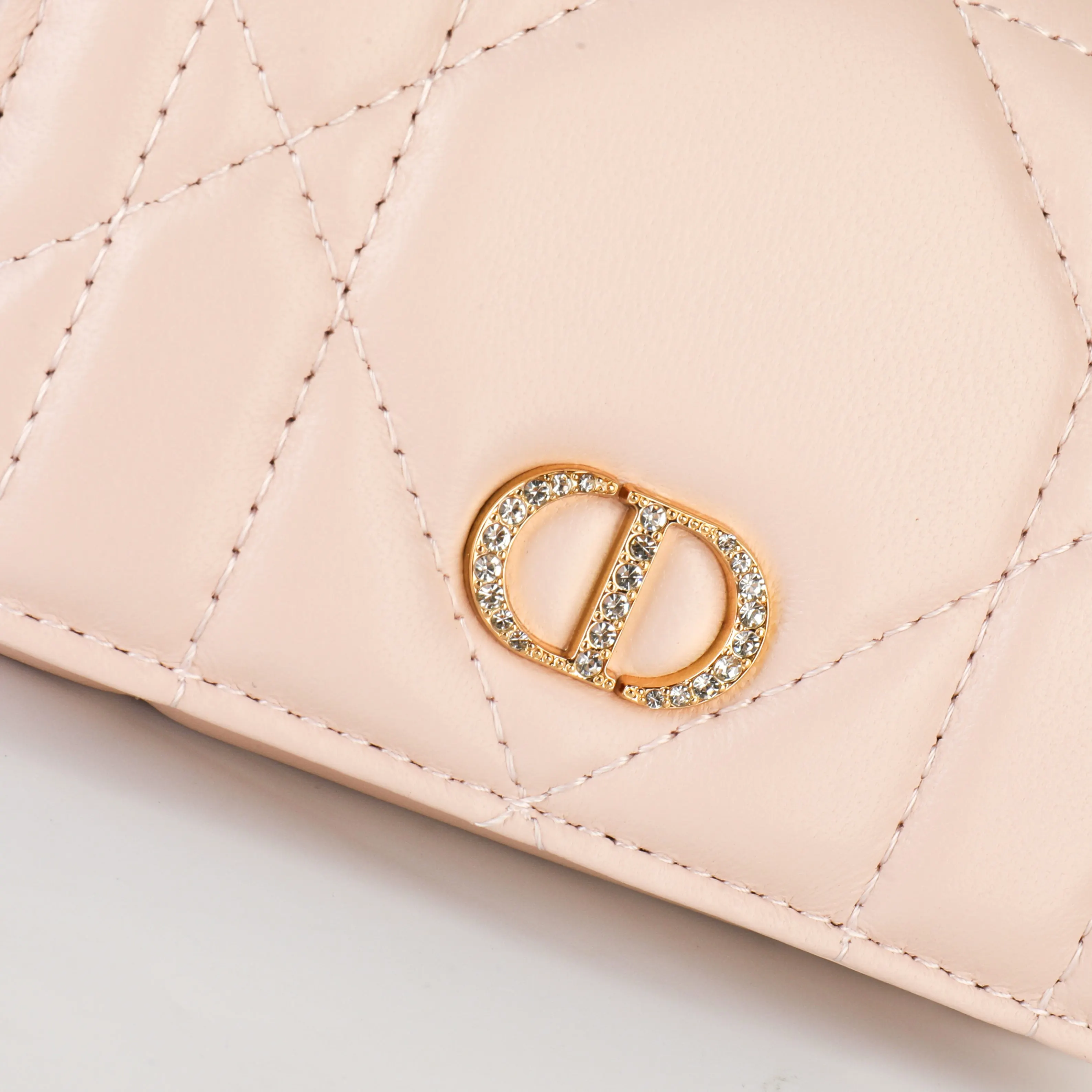 Dior Caro 米白色羊皮卡包 精致短款钱包