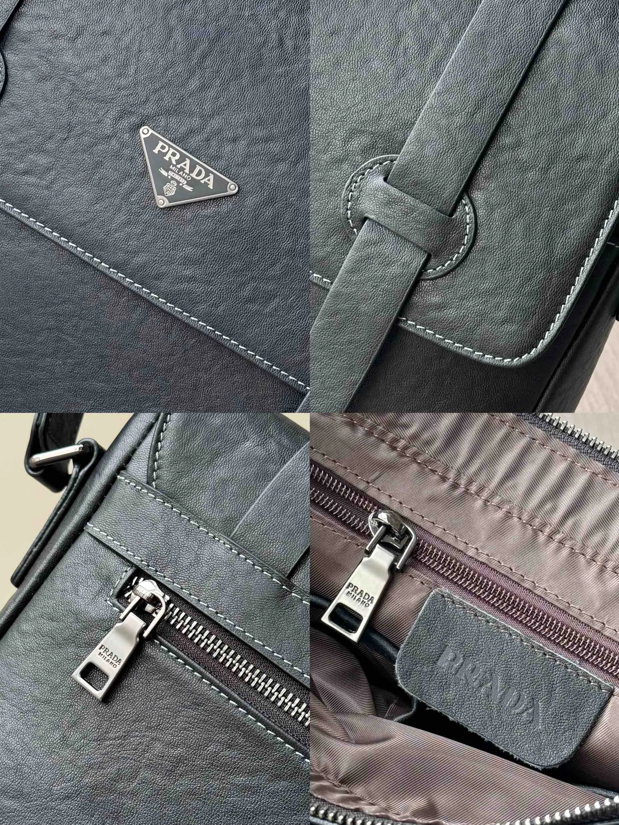 Prada 黑色 牛皮 Logo 斜挎包