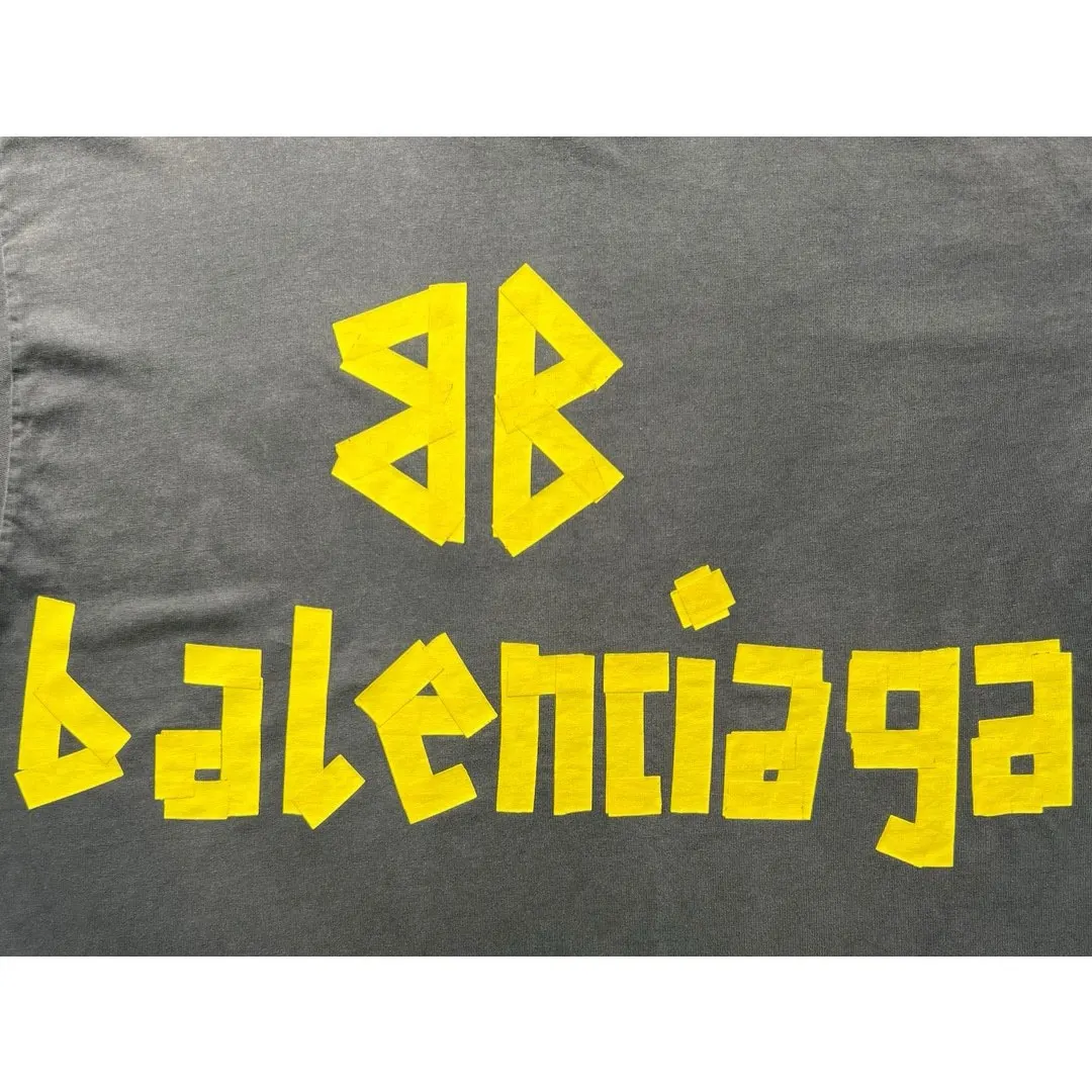 Balenciaga Logo Washed Short Sleeve T-Shirt Street Casual