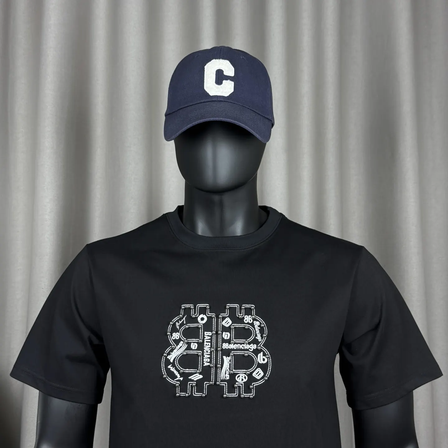 Balenciaga Black Cotton Logo Short Sleeve T-Shirt Street