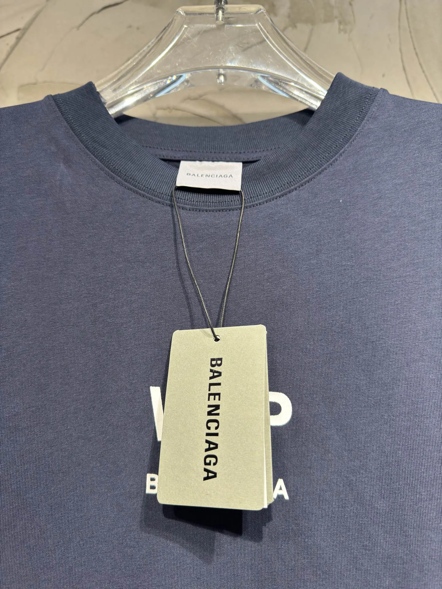 Balenciaga 藏青 Logo 印花 短袖T恤