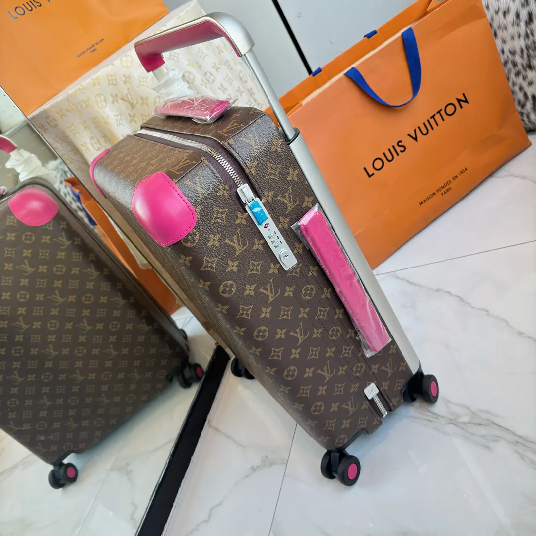 LV 棕色 老花 帆布 ｜ 版 登机行李箱 四轮 旅行拉杆款 轻便出行款