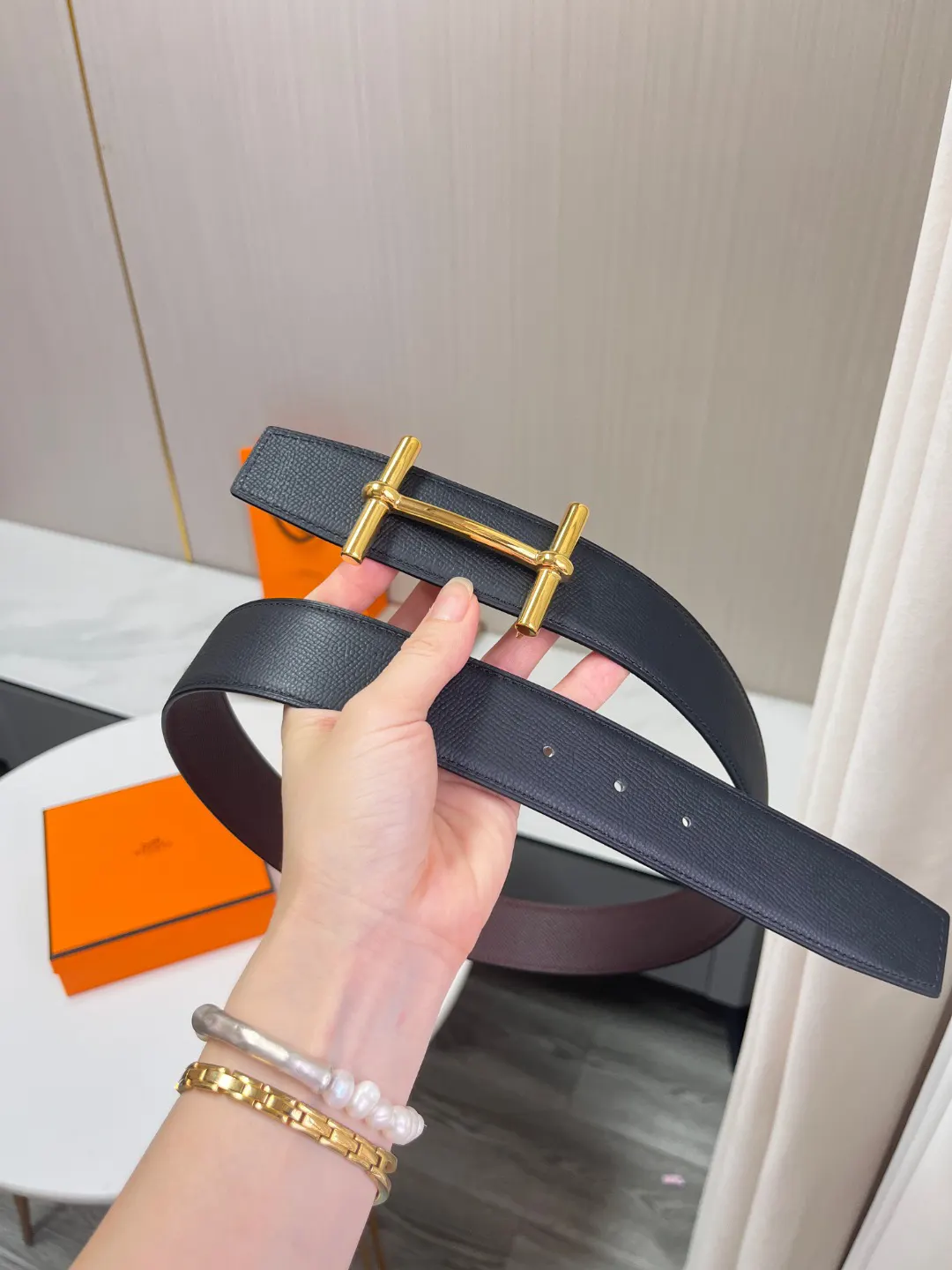 Hermès Calf Leather Accessories Fine Belt