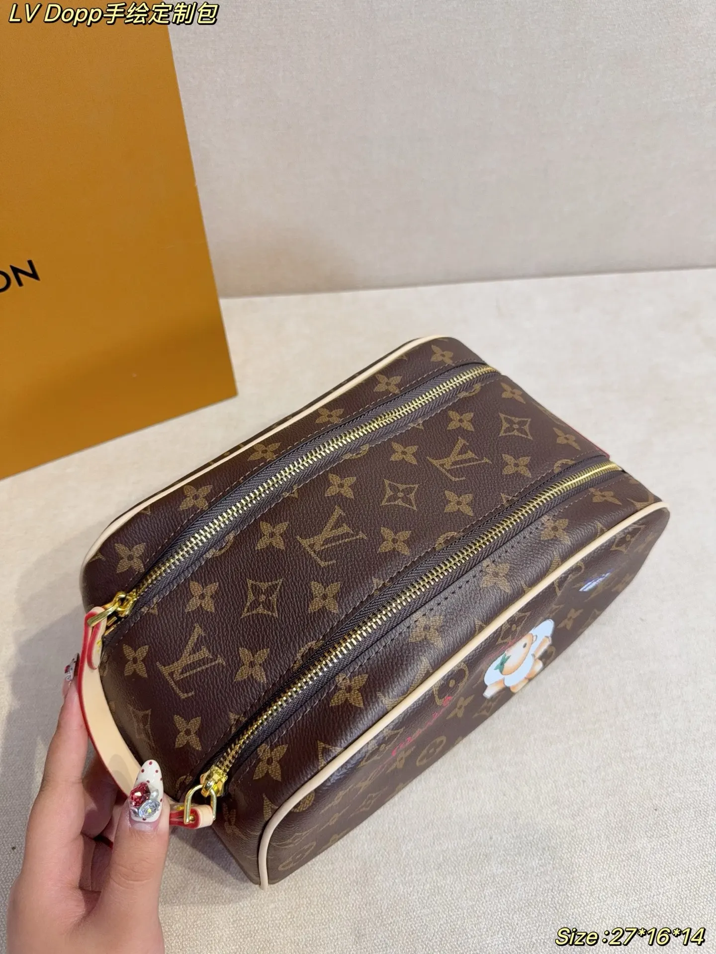 LV 老花 帆布 化妝包 便携收納款