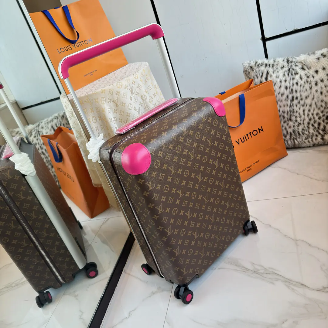 LV 棕色 老花 帆布 ｜ 版 登机行李箱 四轮 旅行拉杆款 轻便出行款