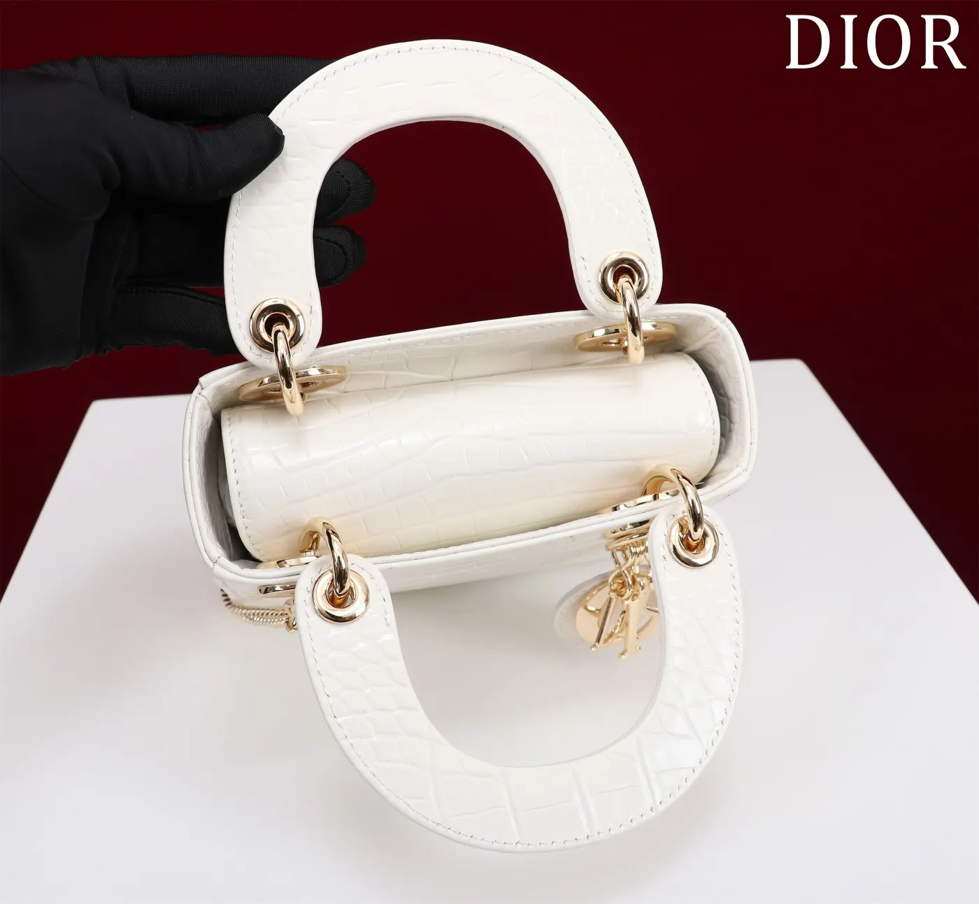 Dior Lady Dior 米白色藤格纹手提斜挎包 经典款