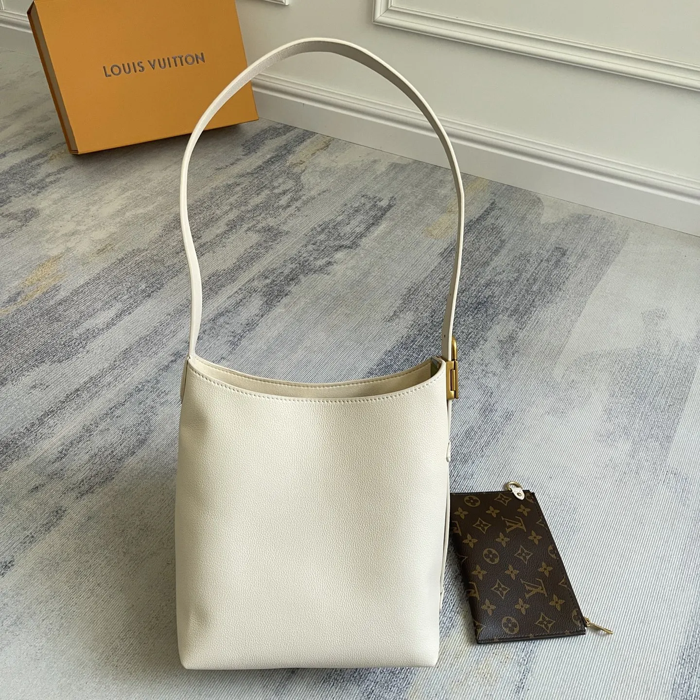 Gray Hobo Shoulder Bag Vintage Leather