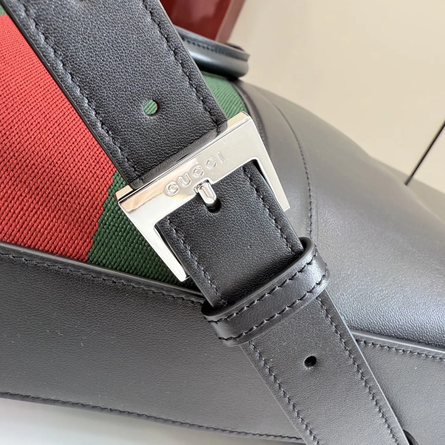 Gucci Black Silver Briefcase Business Commuter Leather
