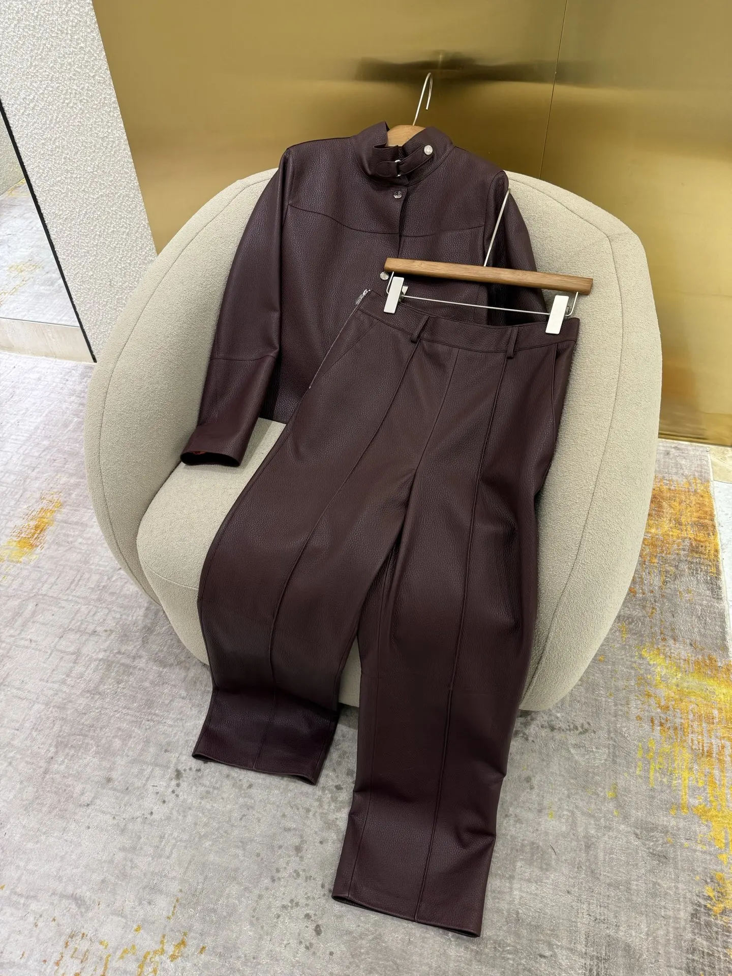 Hermès 棕色 皮革 夹克