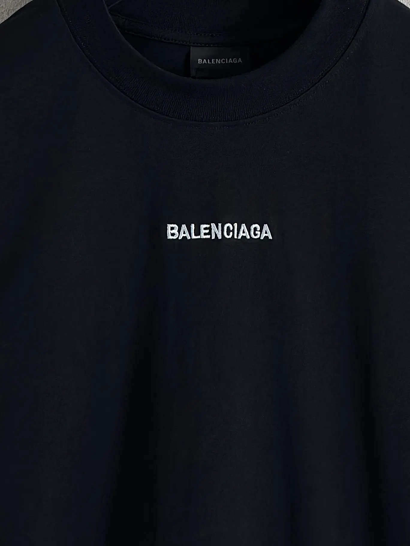 Balenciaga 黑色 字母 刺绣 短袖T恤 街头休闲款