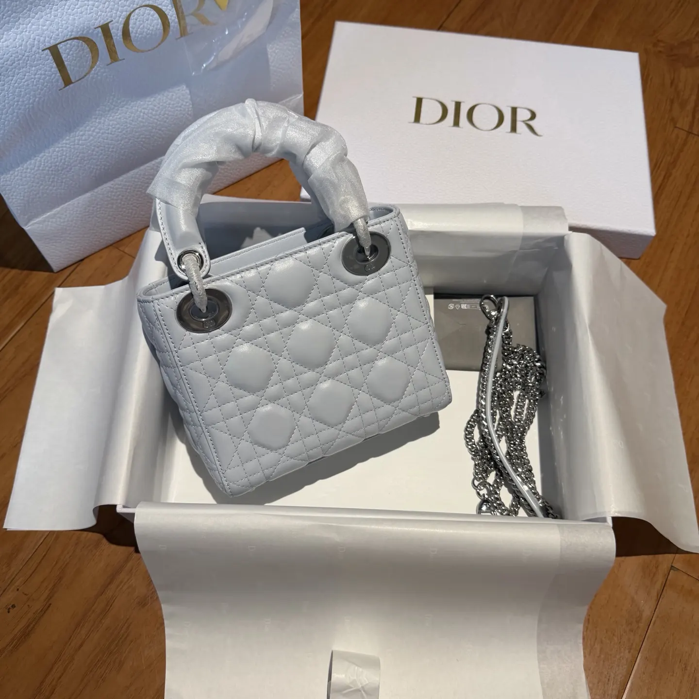 Dior Lady 藍色 羊皮 鏈條包 精致鏈條款