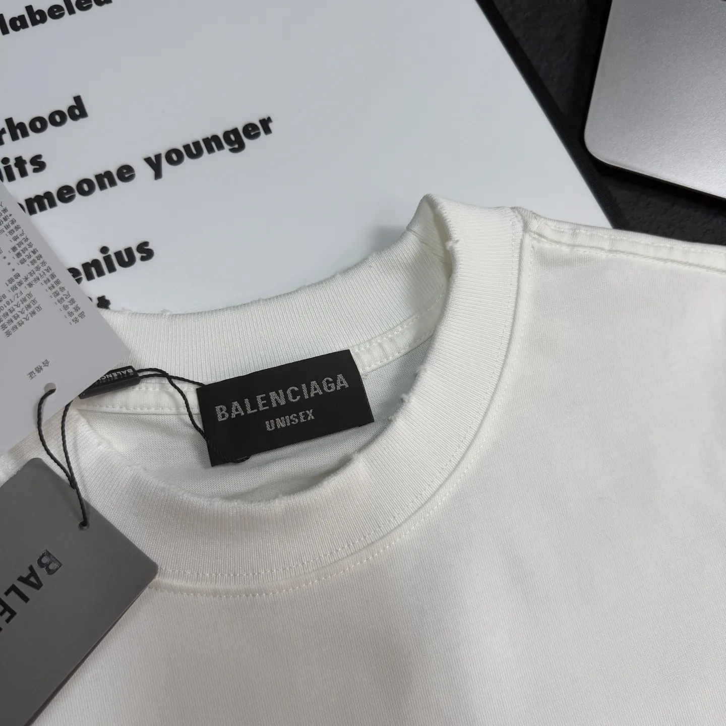 Balenciaga 白色 純棉 Logo 短袖T恤 宽松休閒