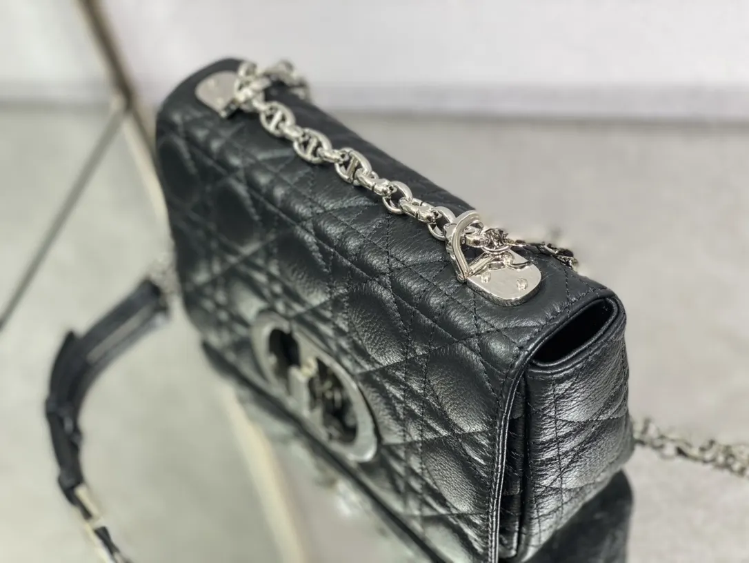 Dior Caro 黑色小牛皮鏈條包 手提斜挎