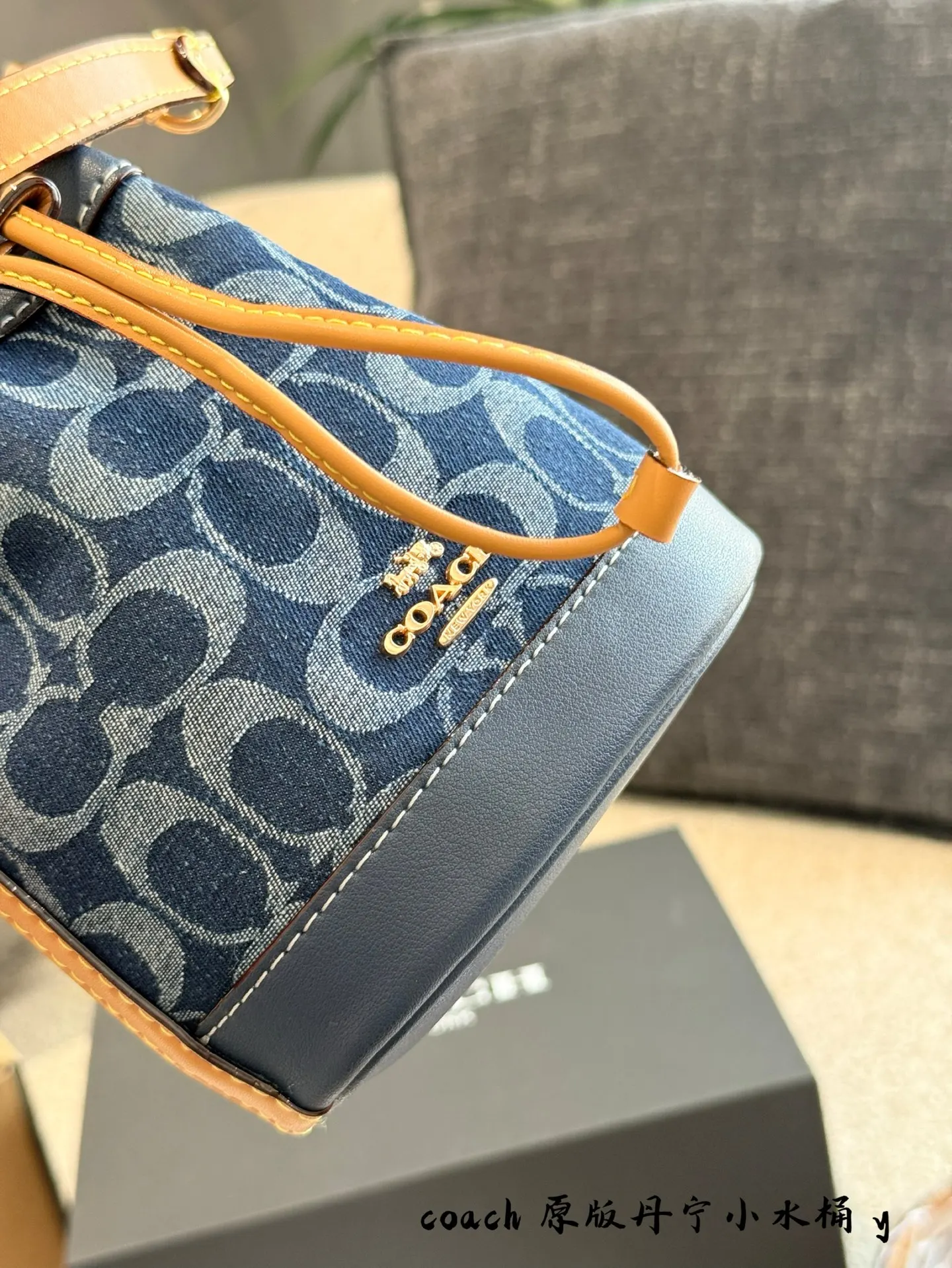 Coach 老花 牛仔 水桶包 休闲水桶款