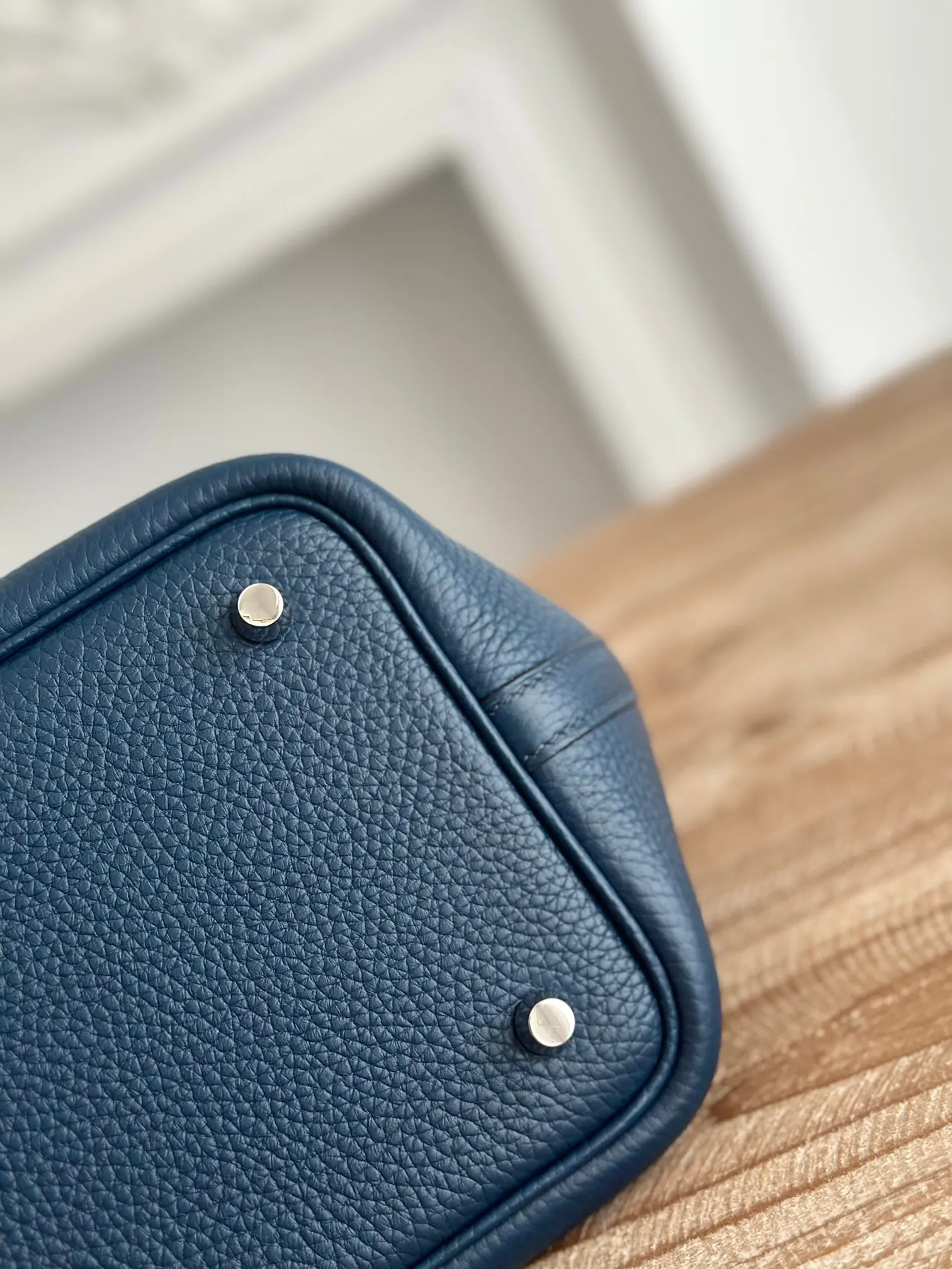 Hermès 宝石藍 牛皮 手提包 18cm