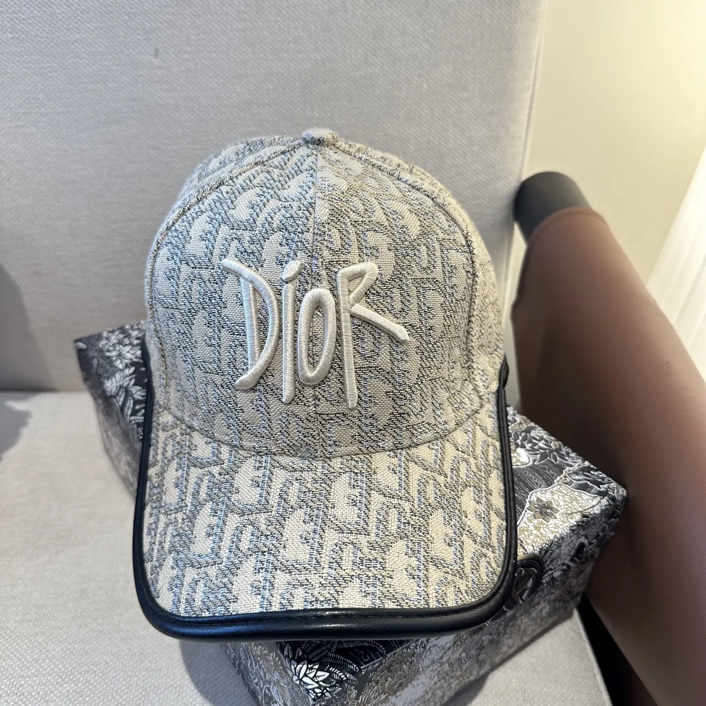 Dior Oblique 黑色/灰色 印花 拖鞋