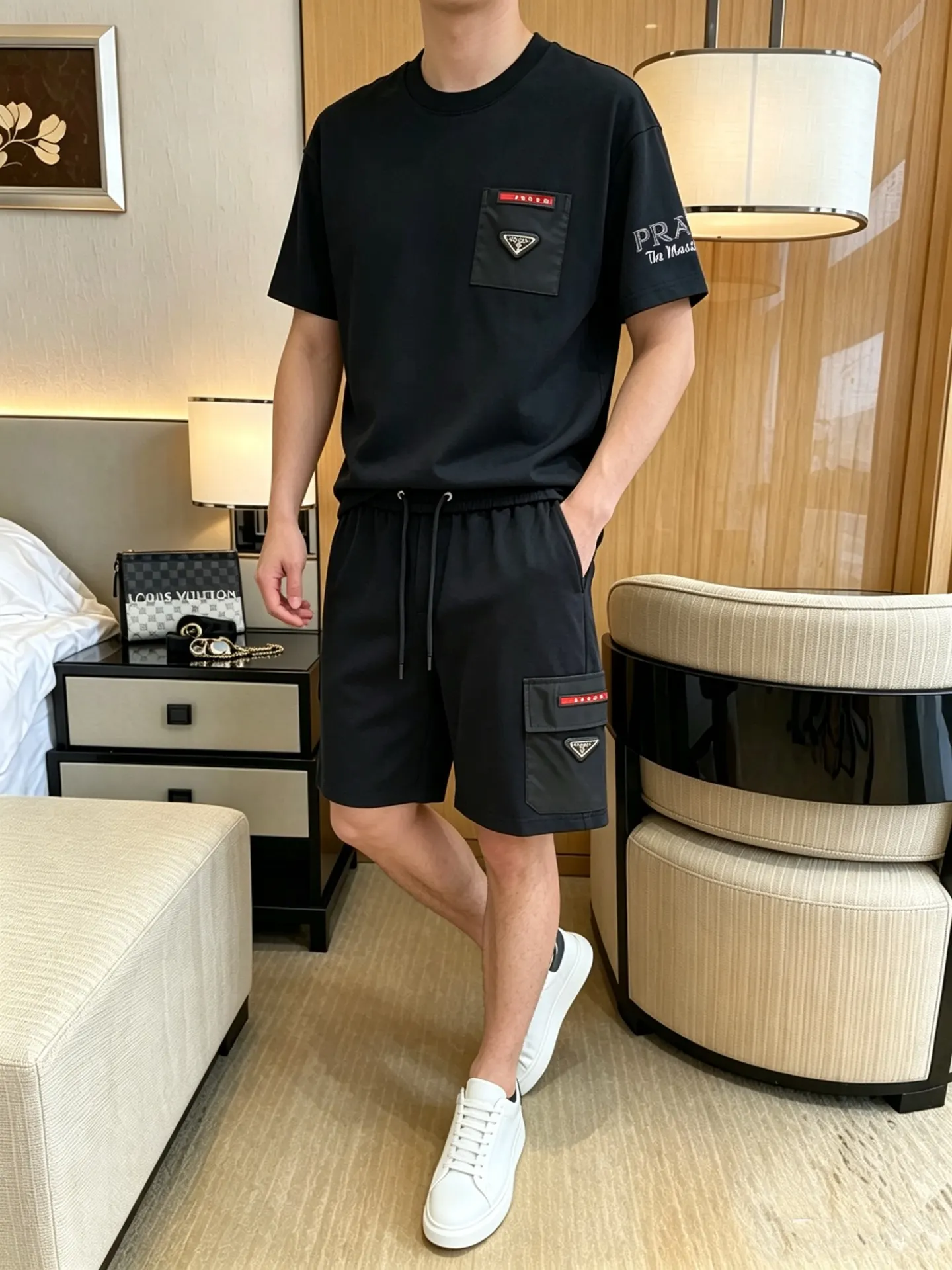 Prada Black Triangle Logo Shorts