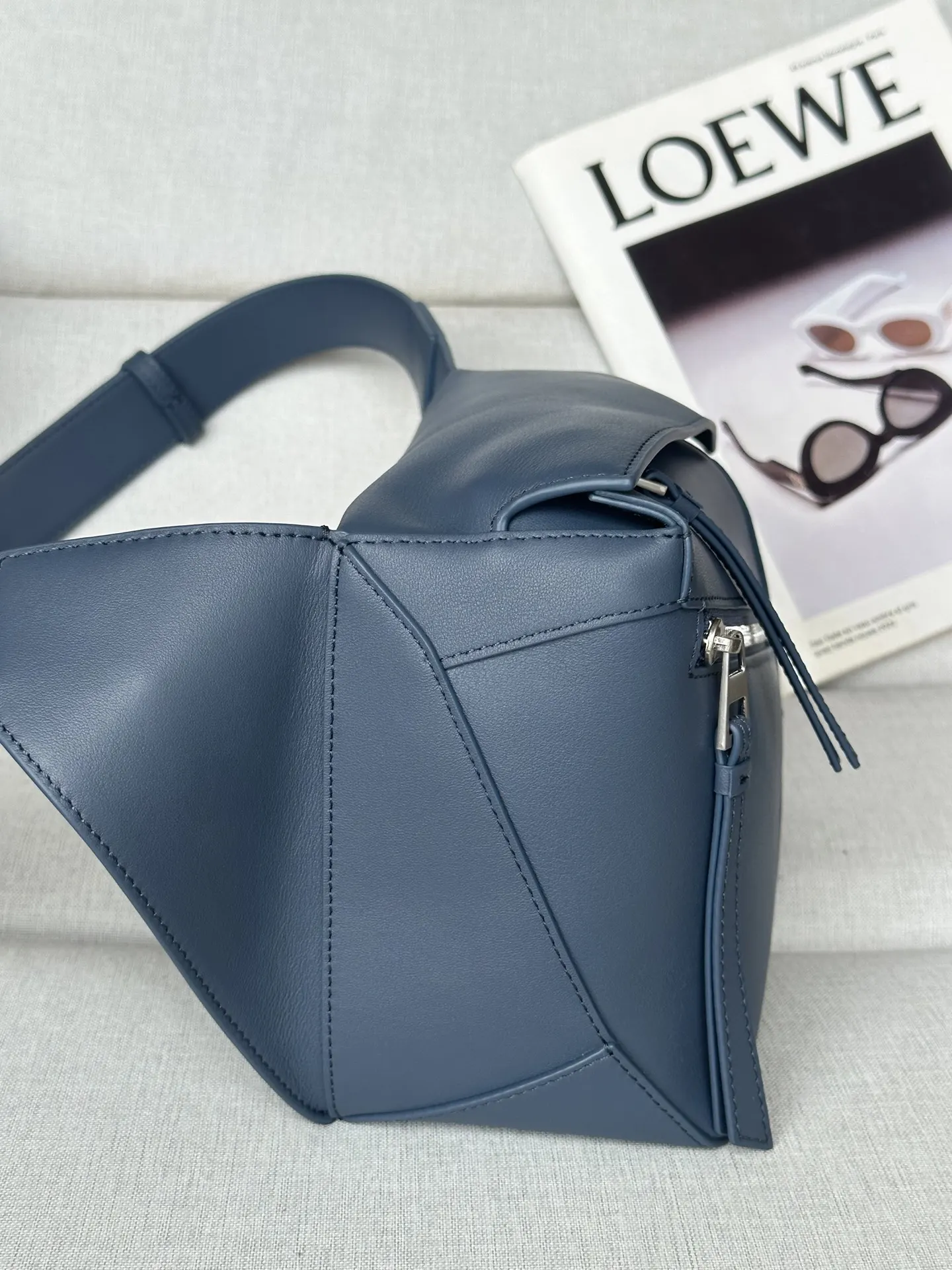 Blue Belt Bag Casual Leather
