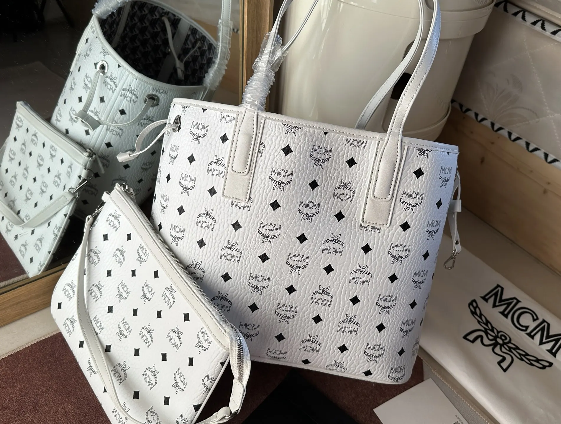 White Tote Bag Leather