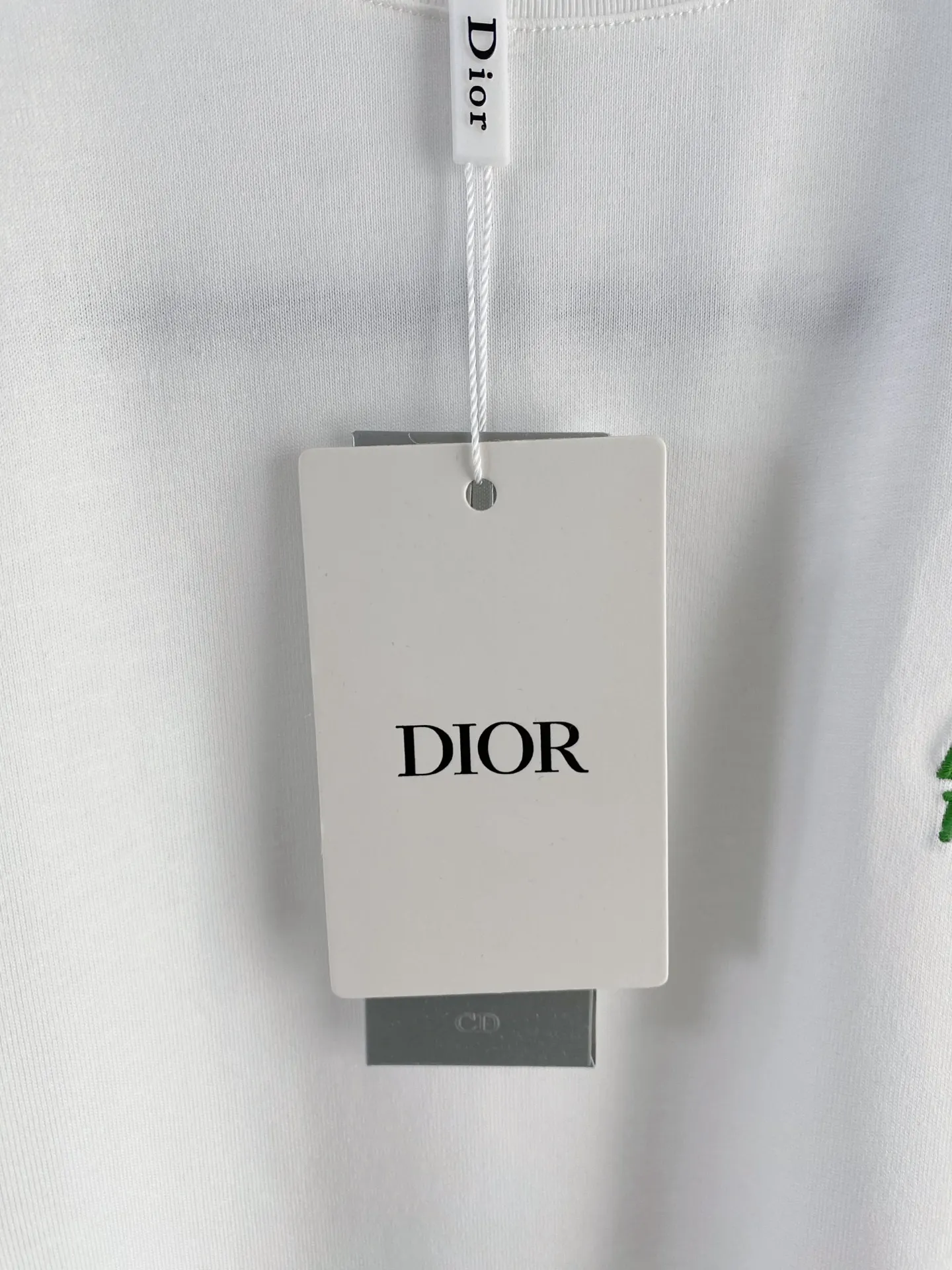 Dior 白色小标短袖T恤 绿色刺绣休闲款