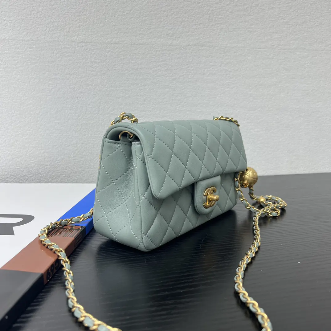 Chanel 綠色 皮革 翻蓋 鏈條包