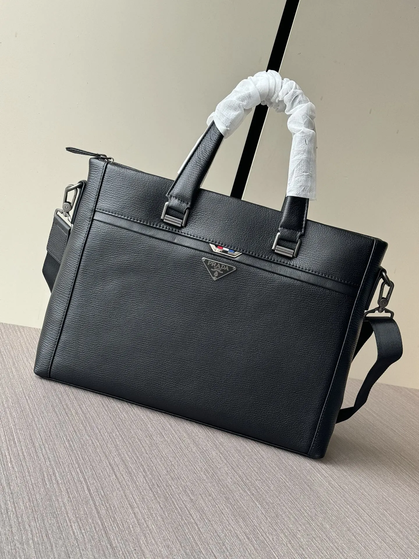Prada Black Briefcase Business Commuter Leather