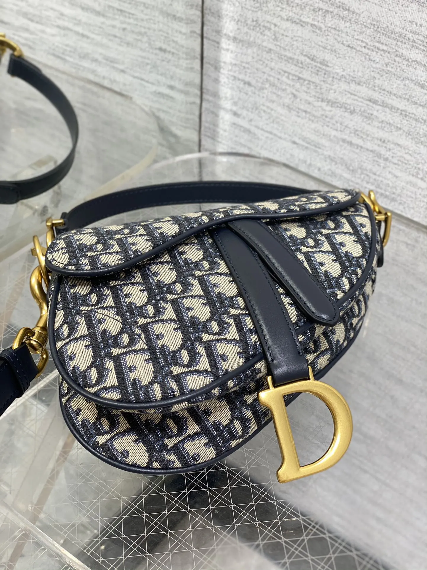 Dior Saddle 老花蓝马鞍包 手提斜挎 复古 手提包