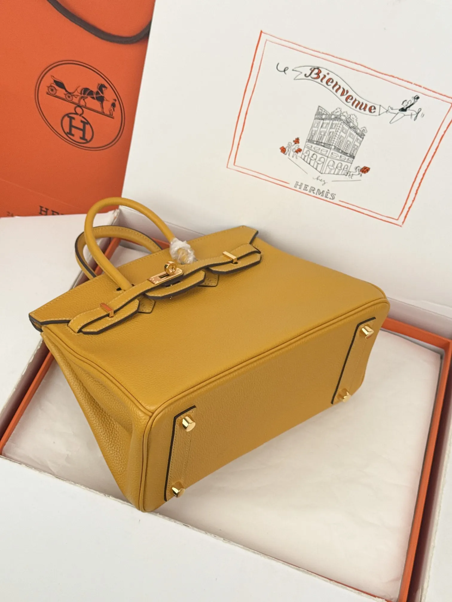 Birkin 小牛皮 togo 小牛皮 琥珀黃 手提包 通勤手提款