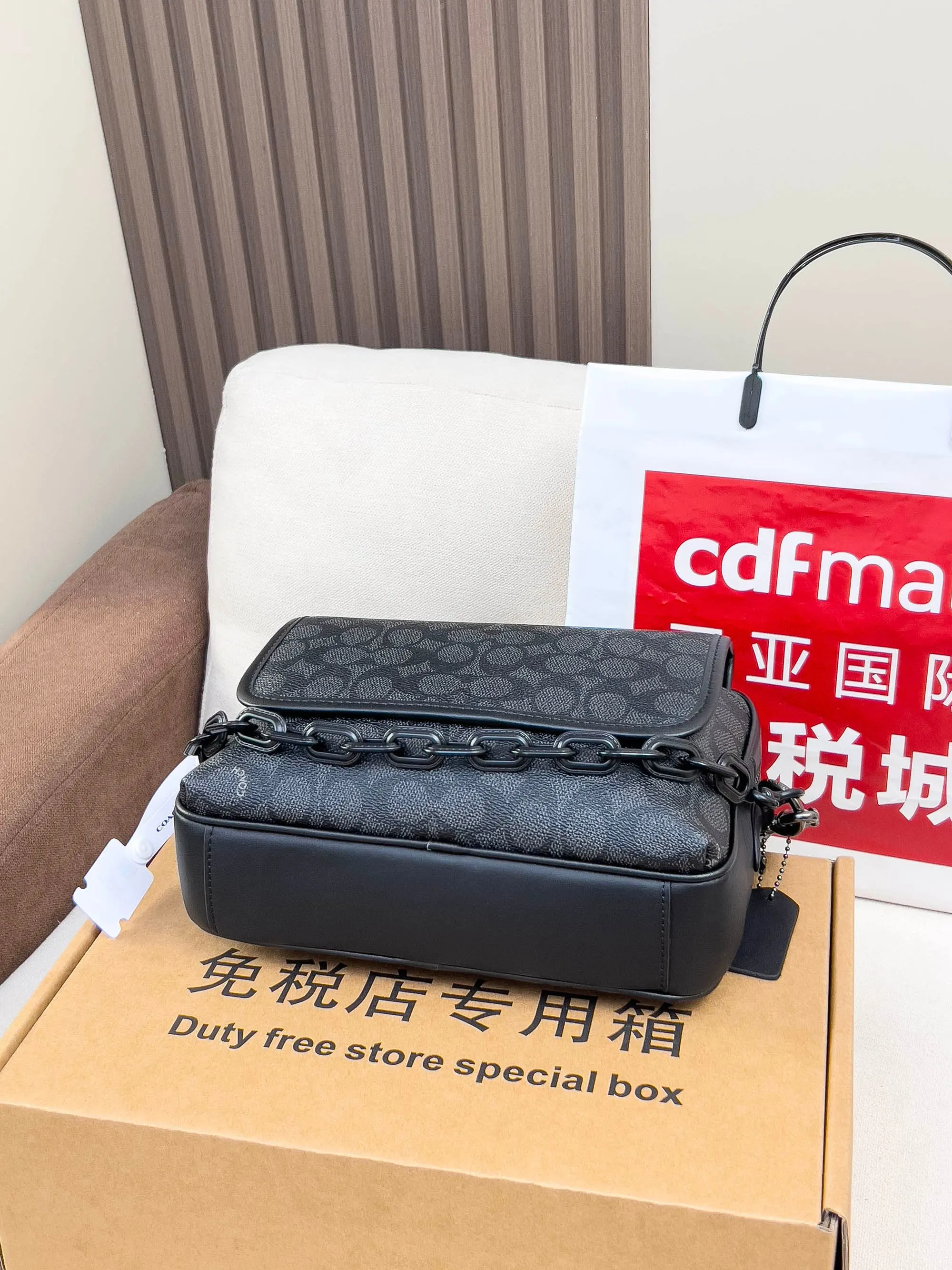 Coach 牛皮 flat鏈條小邮差包 鏈條包 精致鏈條款